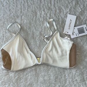 L*Space Macey Ribbed Mesh Swim Top Small NEW